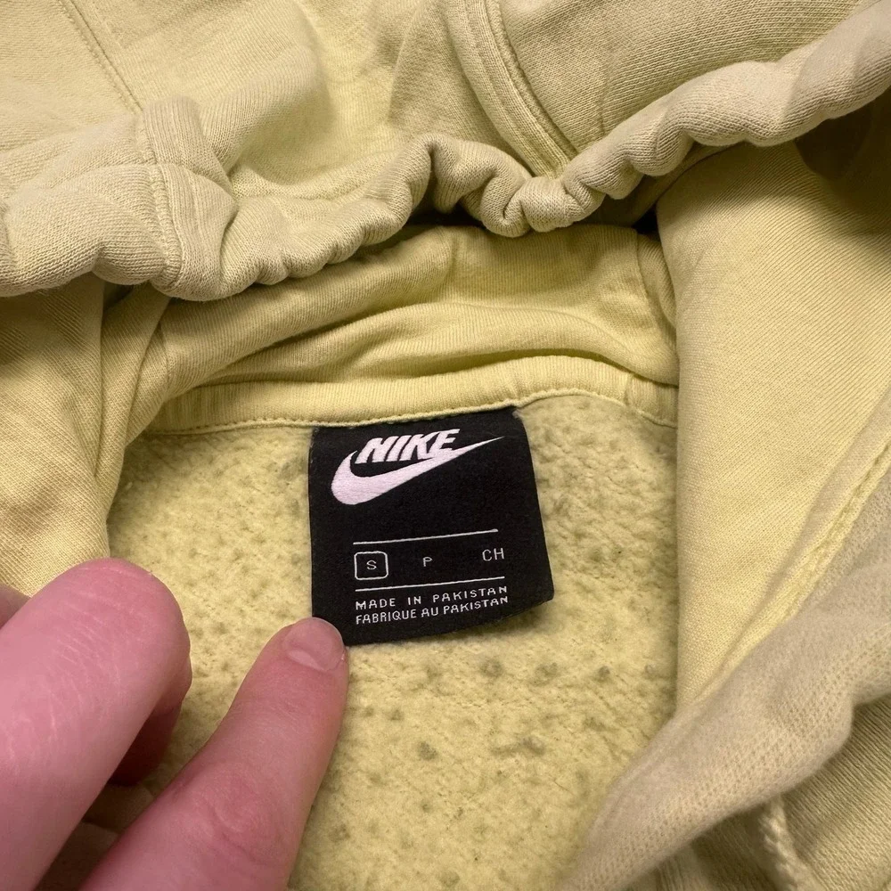 Nike Bright Lime Green Mens S Club Fleece Spellout Mini Swoosh Pullover‎ Hoodie